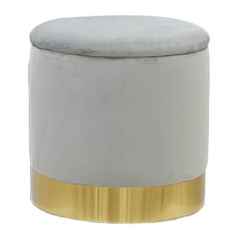 Pouf coffre en velours et métal