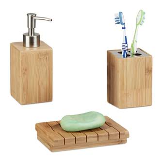 Accessoires salle de bain bambou Set 3