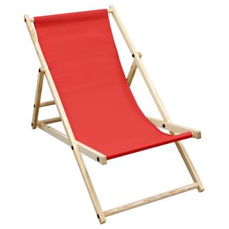 Liegestuhl aus Holz bis 120 kg Rot