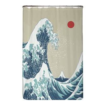 Rideau de douche PS recyclé Vague Japon