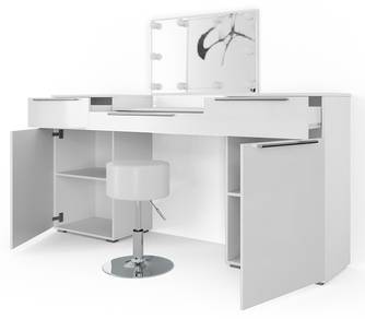 Coiffeuse Lilli blanc tabouret LED