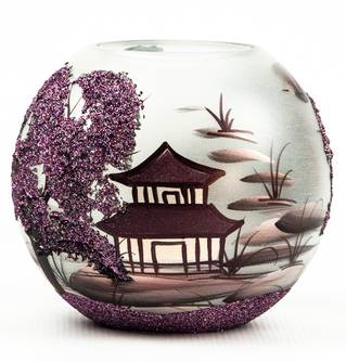 Vase en verre peint à la main 16 cm