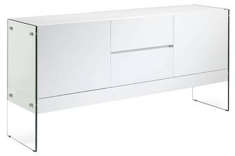 Weißes Sideboard mit Glasseiten