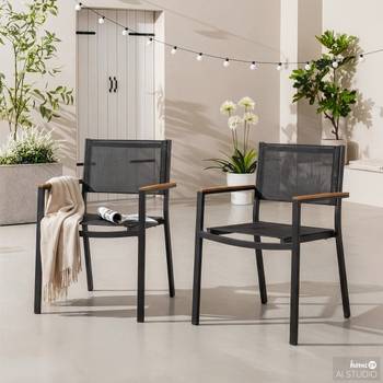 Gartenstuhl Daly mit Gitterstoff 2er-Set