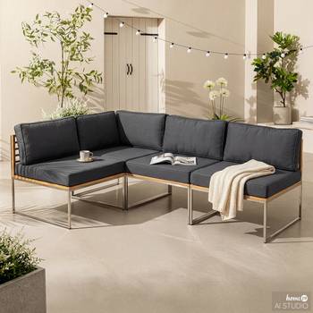 Teakholz Eckbank Cipressa 4-teilig