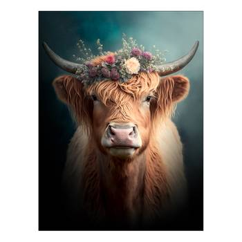 Glazen afbeelding Flower Highland Cattle