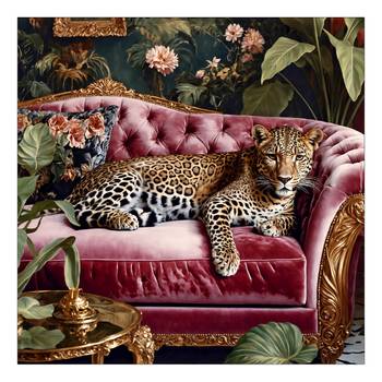 Quadro di vetro Big Cat On The Couch