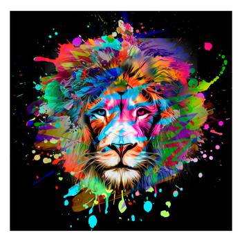 Tableau verre Colorful Lion Head type B