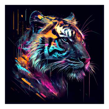 Tableau verre Colorful Tiger Head