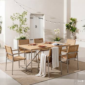 Gartenessgruppe TEAKLINE 7-teilig