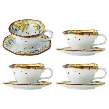 Kopje & schoteltje Savina geel set van 4