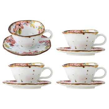 Kopje & schoteltje Savina roze set van 4