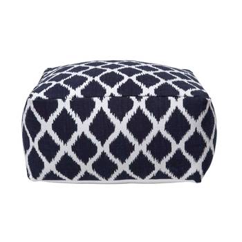 Designer Hocker Pouf Ikat blau weiß