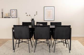 Pelle ensemble table, table noir et 6