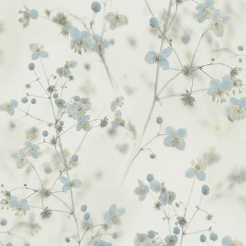 Blumentapete Blau Weiß Grau