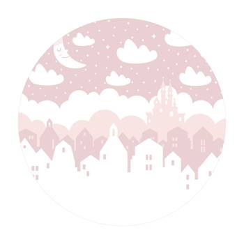Sternenhimmel mit Häusern und Mond rosa