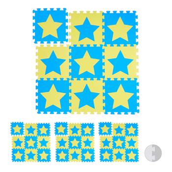 36x pièces de tapis de jeu bleu-jaune