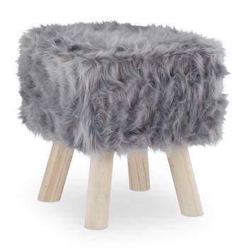 Tabouret fourrure gris