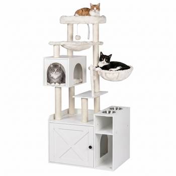 Kratzbaum mit Katzenklo-Schrank