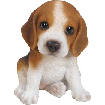 Chiot Beagle assi en résine 15 cm