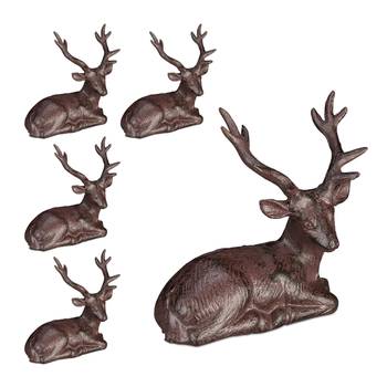 5 x Sitzende Hirsch Figur Garten