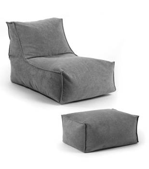 Sitzsack + Pouf, Hocker aus Webstoff