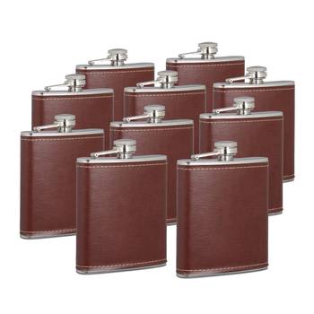 10x Heupfles 200 ml met kunstleer