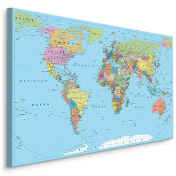 Leinwandbild bunte politische Weltkarte