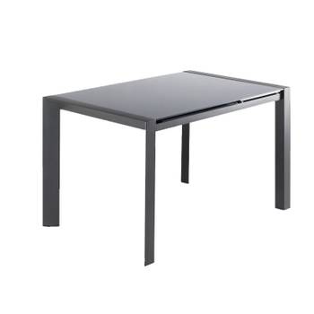 Table 120/180cm plateau verre gris