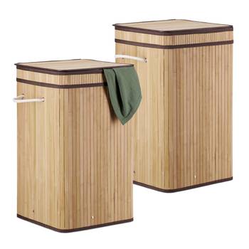 Lot de 2 corbeilles linge Bambou nature