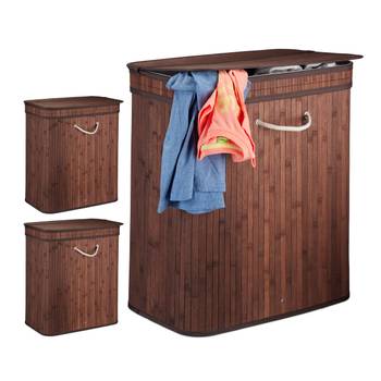 Lot de 3 paniers à linge bambou marron