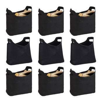 9 x Kaminholztasche aus Filz schwarz