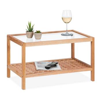 Table d’appoint en verre et en bois