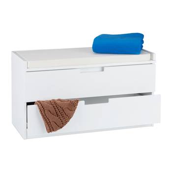 Banc commode blanc avec 2 tiroirs