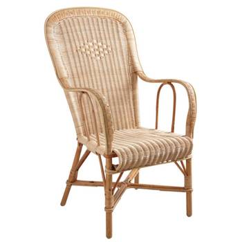 Fauteuil rotin dossier haut naturel