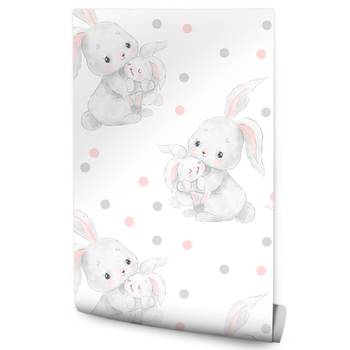 Papier Peint pour enfants lapins points