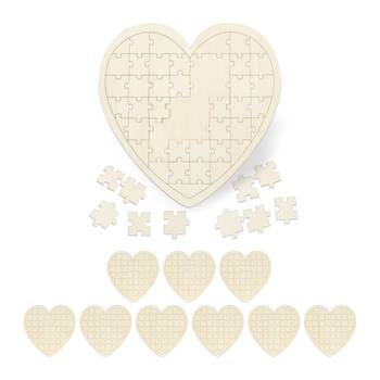 10 x Herzpuzzle Hochzeit aus Holz