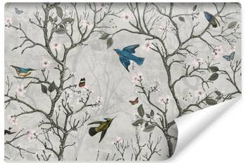 Papier Peint BRINDILLES Feuilles Oiseaux