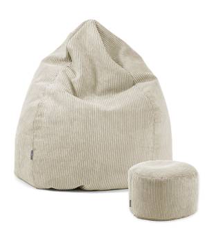 Sitzsack o. Bean Bag aus Cord mit Hocker