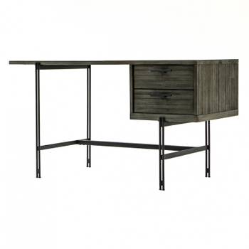 Bureau L140cm bois acacia cendré - KUBI