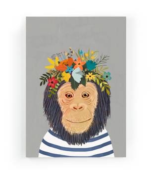 Leinwand Affen-Blumendruck