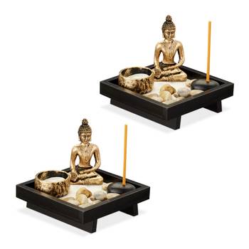Jardin Zen avec Bouddha en lot de 2