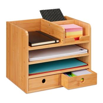 Organiseur de bureau bambou 2 tiroirs