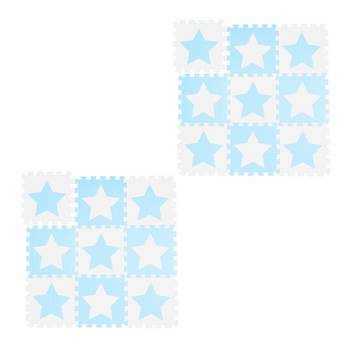 18x pièces de tapis de jeu blanc-bleu