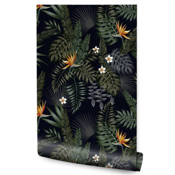 Papier Peint fleurs feuilles tropicales