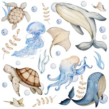 Sticker Meerestiere Pflanzen 96‑er Set