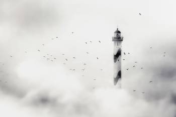 Tableau phare dans le brouillard