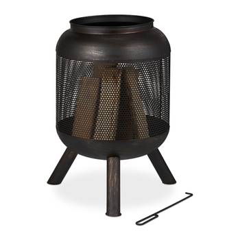 Feuerkorb Krug mit Mesh schwarz-bronze
