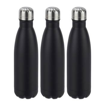 3 x Trinkflasche Edelstahl schwarz