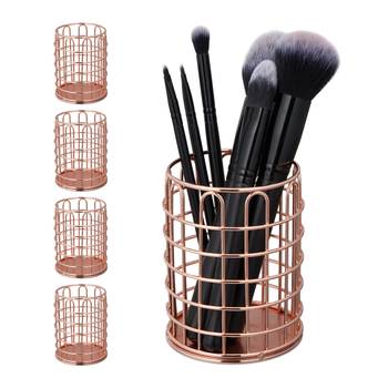 5x Pots à pinceau maquillage métal rond